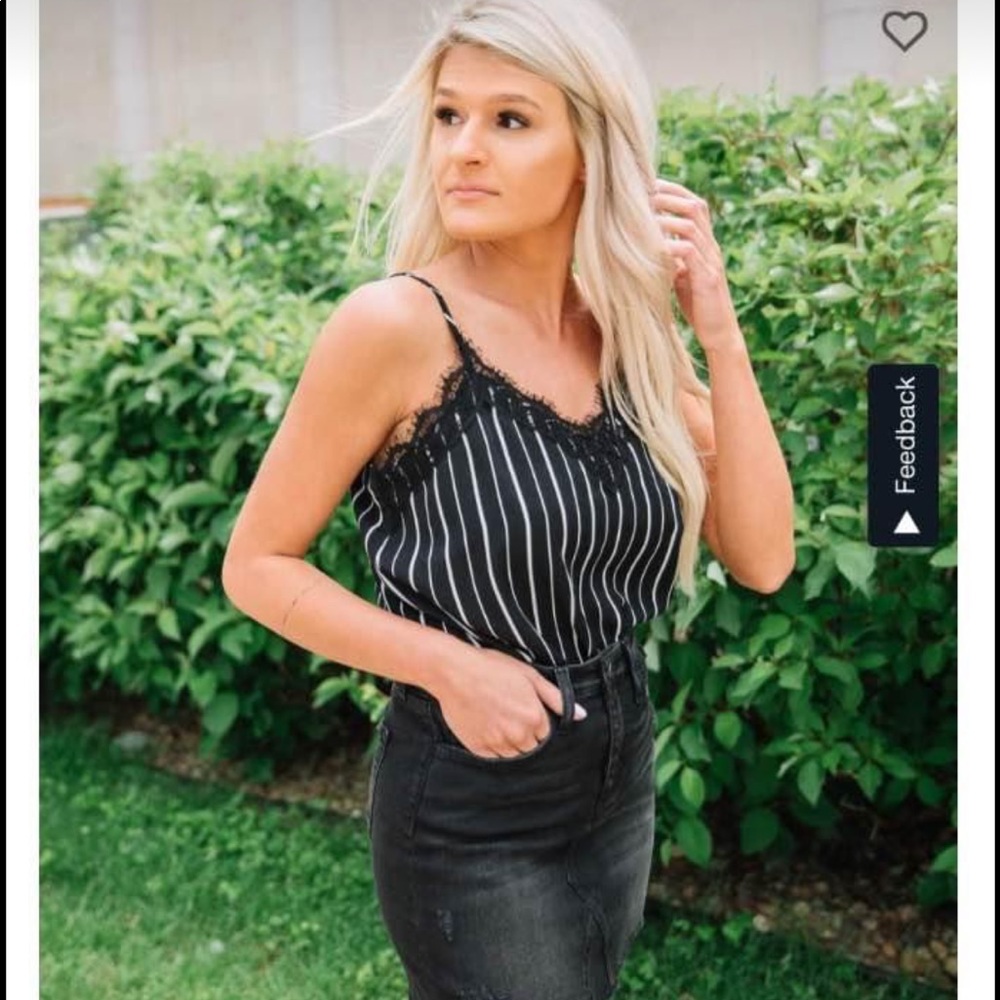 buckle striped satin tank